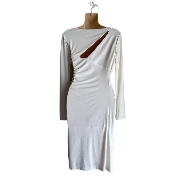 Lauren Ralph Lauren Evening Womens Dress Size 4 Beige Long Sleeve Lined Stretch - Picture 2 of 10